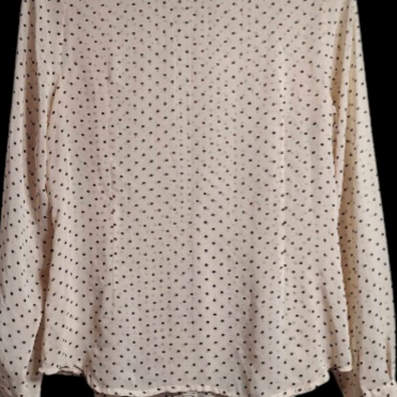 BCBG Maxazria Sheer Pleated Long Sleeve Blouse Size Large - Picture 7 of 9